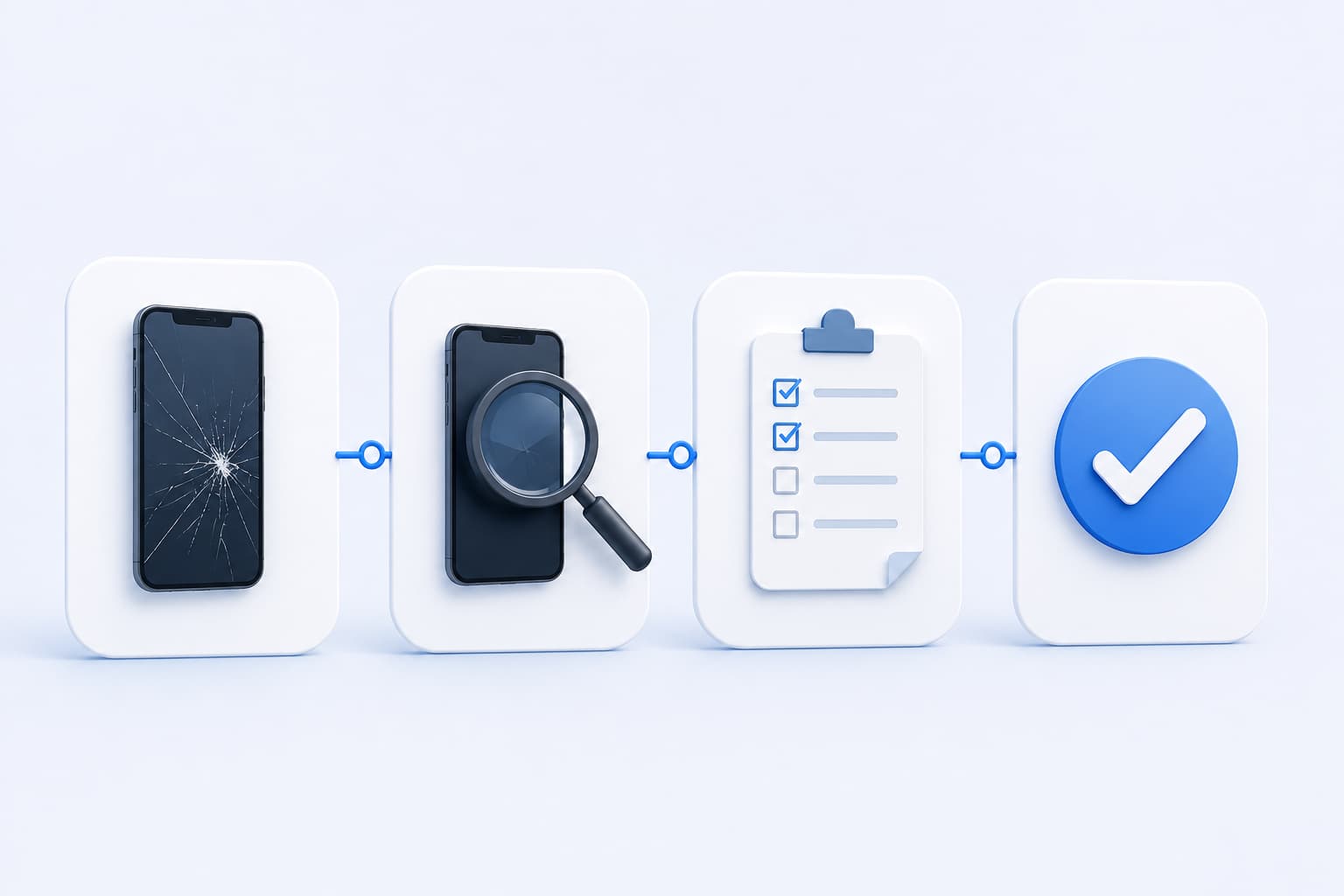 Illustration du processus d'estimation pour une réparation de téléphone